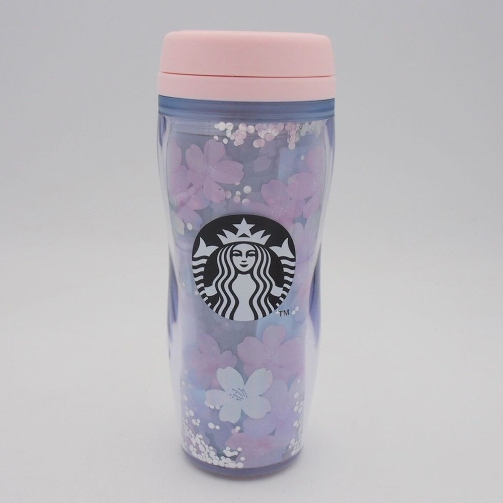 Starbucks 2023 Sakura Cherry Blossoms Bottle W Lid Shiny Blue 355 mL/12 Fl Oz